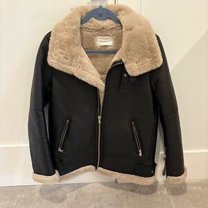 Zara Black Jacket with Cream Shearling
